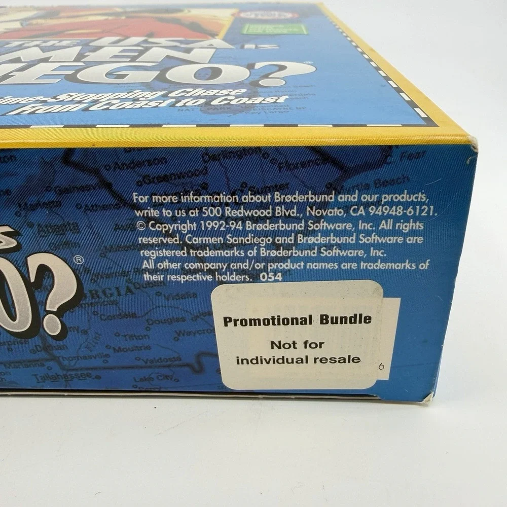 Where In The USA Is Carmen Sandiego Box Microsoft IBM PC 4 Floppy Disks Vtg‎